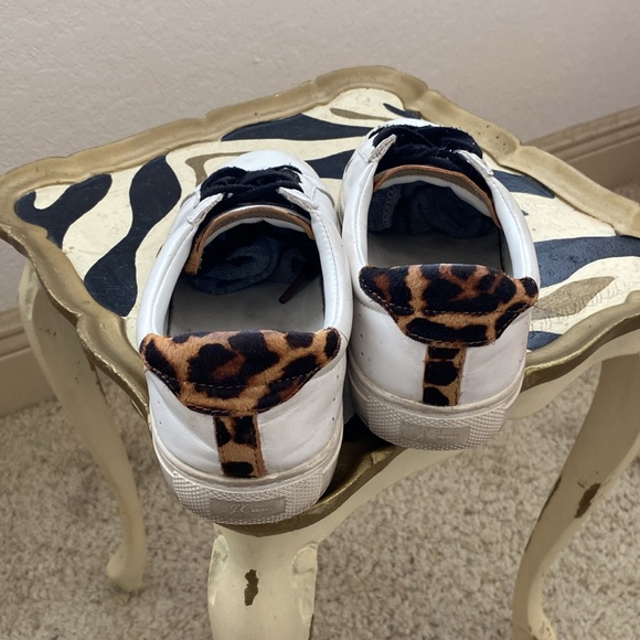 J. Crew Leather Sneakers with Black Laces to set off the Leopard Accents - Picture 3 of 6